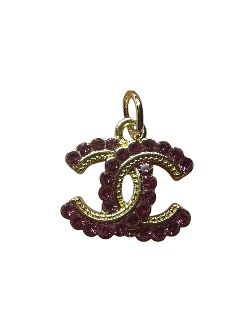 Chanel Gold Logo Zipper Pull with Purple Stones